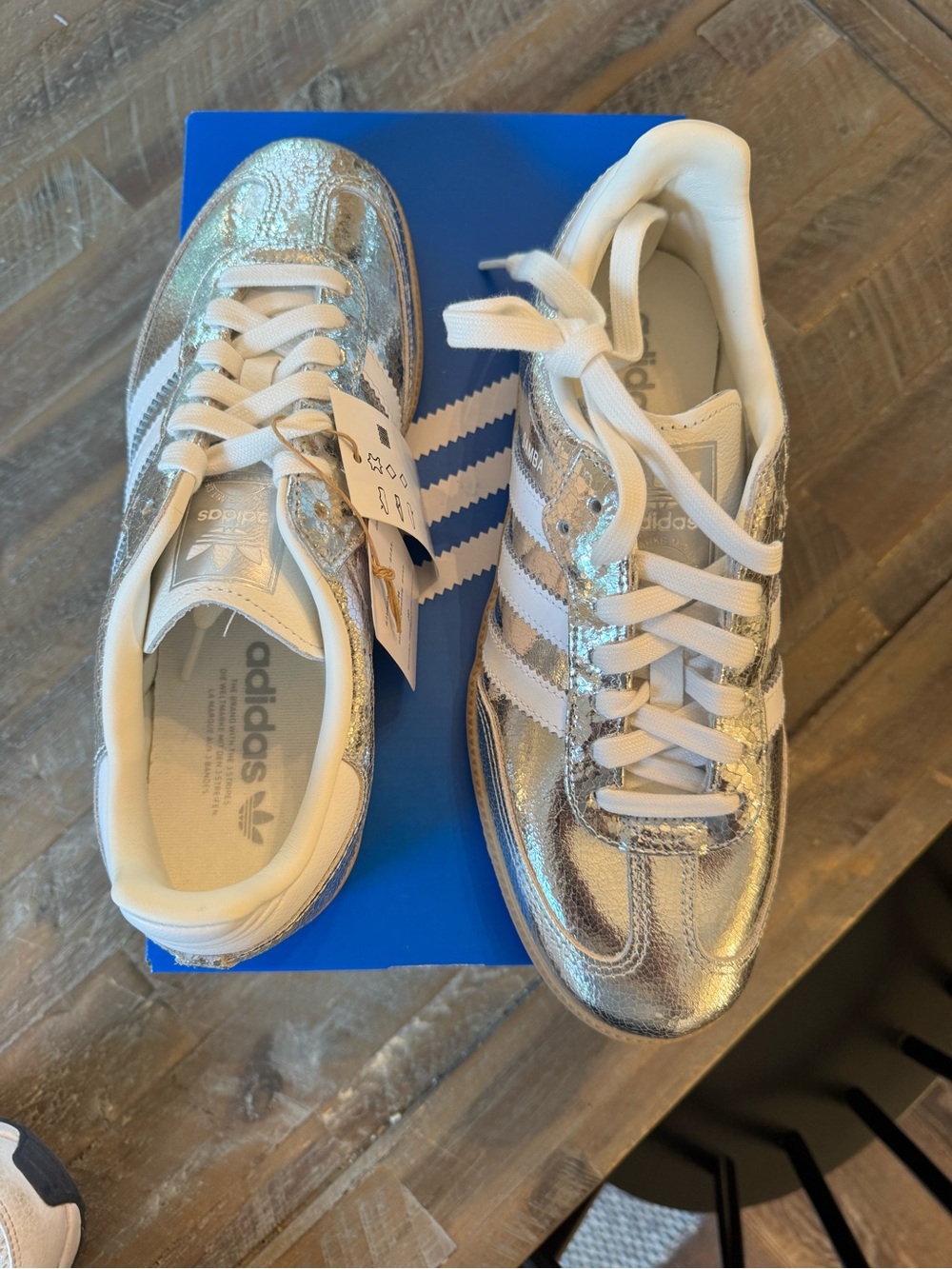 adidas Samba Metallic Silver with White Stripes - Picture 4 of 4